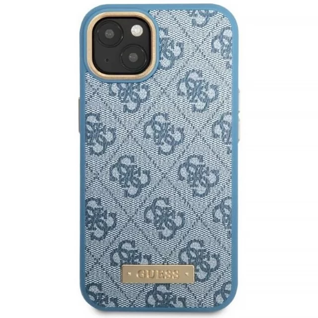 Чехол Guess 4G Logo Plate для iPhone 13 Blue with MagSafe (GUHMP13MU4GPRB)