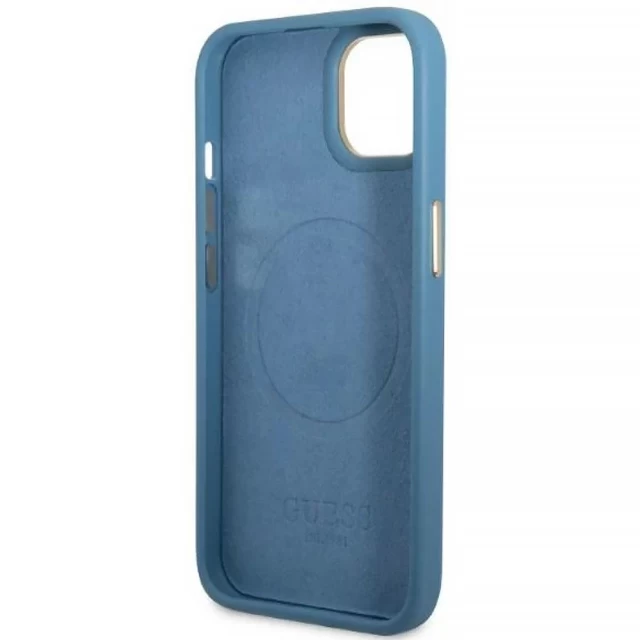 Чохол Guess 4G Logo Plate для iPhone 13 Blue with MagSafe (GUHMP13MU4GPRB)