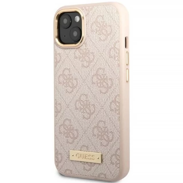 Чохол Guess 4G Logo Plate для iPhone 13 Pink with MagSafe (GUHMP13MU4GPRP)