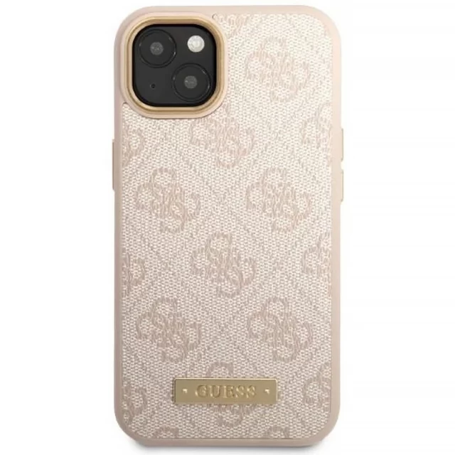 Чохол Guess 4G Logo Plate для iPhone 13 Pink with MagSafe (GUHMP13MU4GPRP)