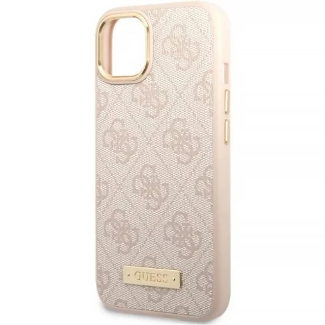 Чохол Guess 4G Logo Plate для iPhone 13 Pink with MagSafe (GUHMP13MU4GPRP)