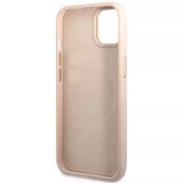 Чохол Guess 4G Logo Plate для iPhone 13 Pink with MagSafe (GUHMP13MU4GPRP)