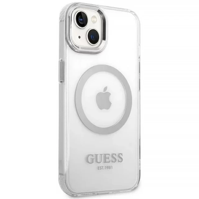 Чехол Guess Metal Outline для iPhone 14 Plus Silver with MagSafe (GUHMP14MHTRMS)