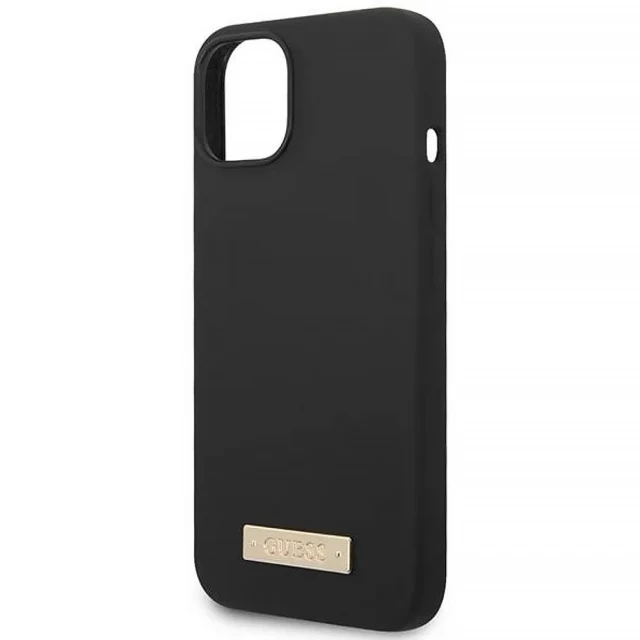 Чехол Guess Silicone Logo Plate для iPhone 14 Plus Black with MagSafe (GUHMP14MSBPLK)