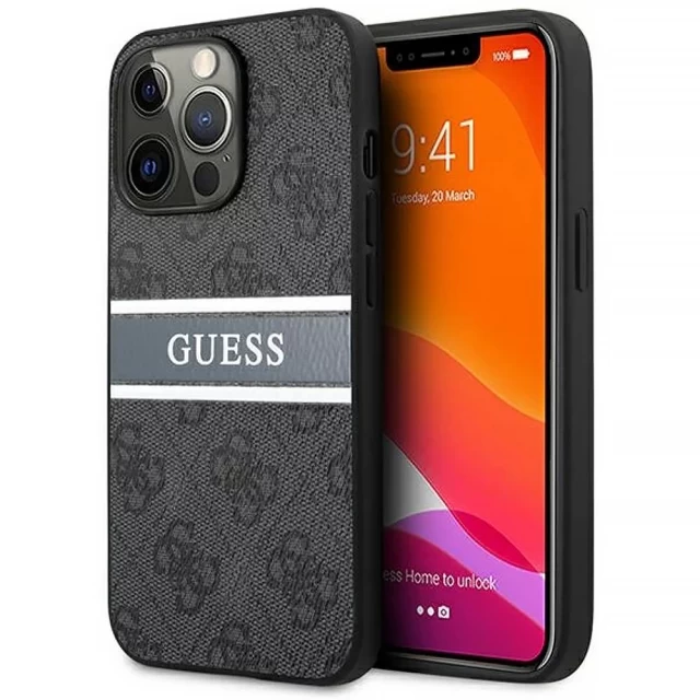 Чохол Guess 4G Stripe для iPhone 13 Pro Max Grey (GUHCP13X4GDGR)