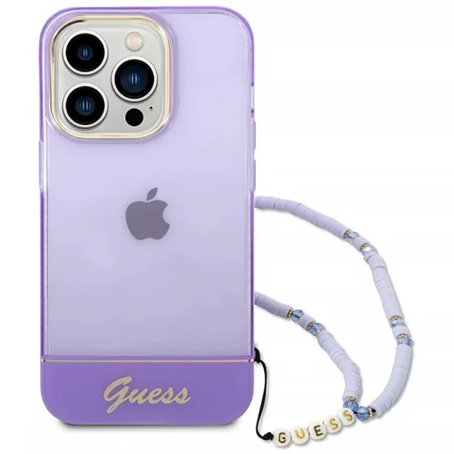 Чехол Guess Translucent Pearl Strap для iPhone 14 Pro Max Purple (GUHCP14XHGCOHU)