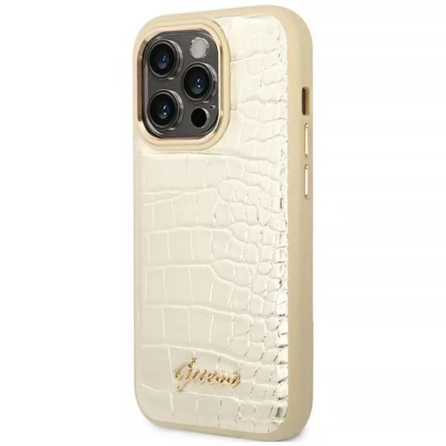 Чохол Guess Croco Collection для iPhone 14 Pro Max Gold (GUHCP14XHGCRHD)