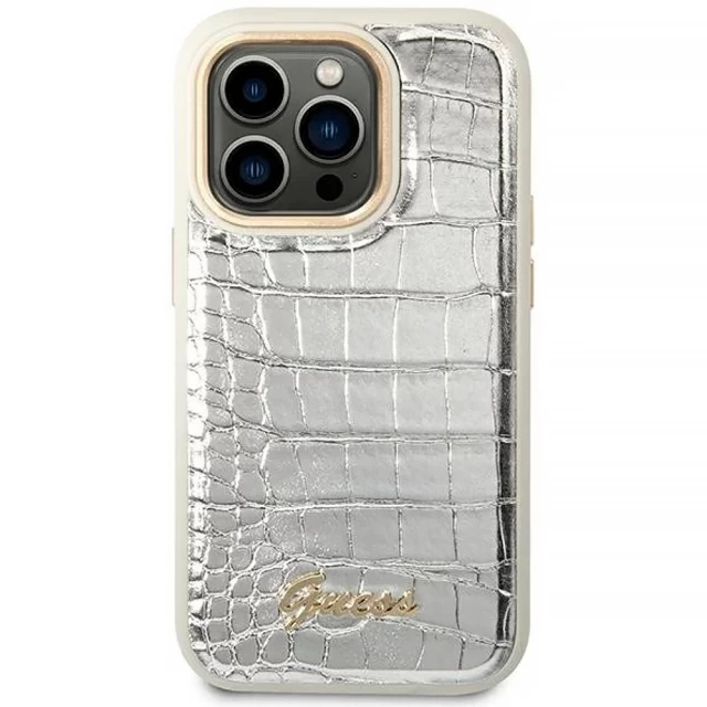 Чехол Guess Croco Collection для iPhone 14 Pro Max Silver (GUHCP14XHGCRHS)