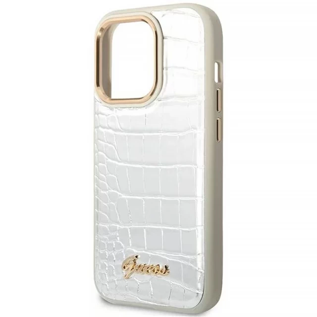 Чехол Guess Croco Collection для iPhone 14 Pro Max Silver (GUHCP14XHGCRHS)