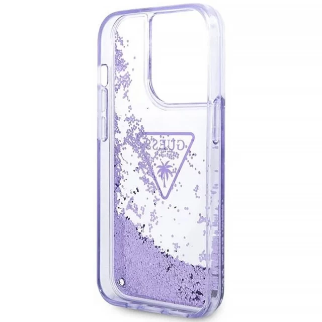 Чехол Guess Liquid Glitter Palm Collection для iPhone 14 Pro Max Purple (GUHCP14XLFCTPU)