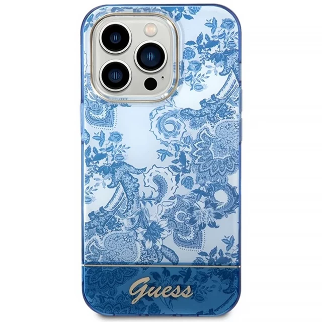 Чохол Guess Porcelain Collection для iPhone 14 Pro Blue (GUHCP14LHGPLHB)