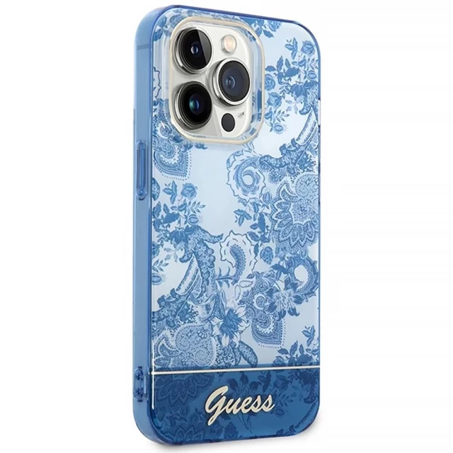 Чохол Guess Porcelain Collection для iPhone 14 Pro Blue (GUHCP14LHGPLHB)