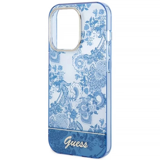 Чехол Guess Porcelain Collection для iPhone 14 Pro Blue (GUHCP14LHGPLHB)