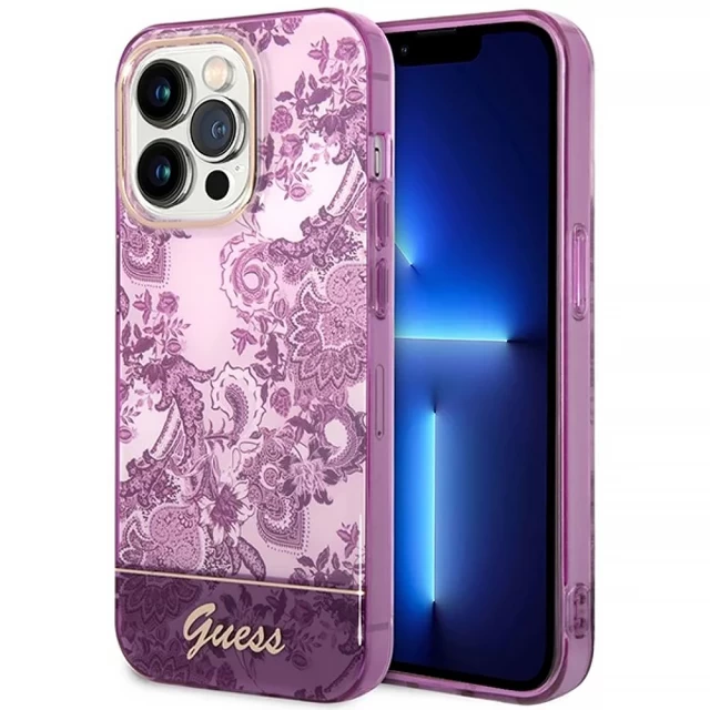 Чехол Guess Porcelain Collection для iPhone 14 Pro Fuchsia (GUHCP14LHGPLHF)