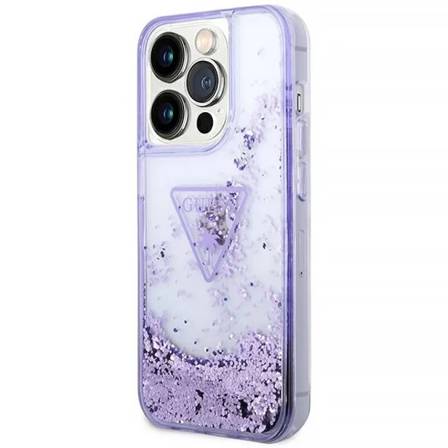 Чохол Guess Liquid Glitter Palm Collection для iPhone 14 Pro Purple (GUHCP14LLFCTPU)