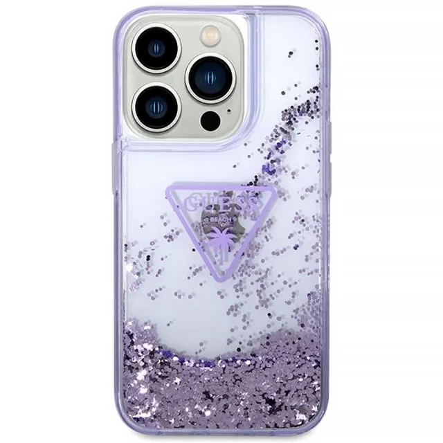 Чохол Guess Liquid Glitter Palm Collection для iPhone 14 Pro Purple (GUHCP14LLFCTPU)