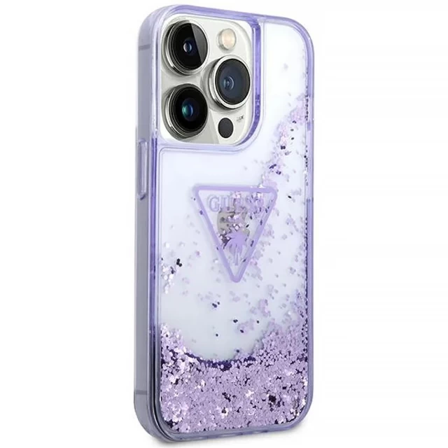 Чохол Guess Liquid Glitter Palm Collection для iPhone 14 Pro Purple (GUHCP14LLFCTPU)