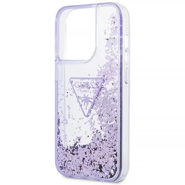 Чохол Guess Liquid Glitter Palm Collection для iPhone 14 Pro Purple (GUHCP14LLFCTPU)