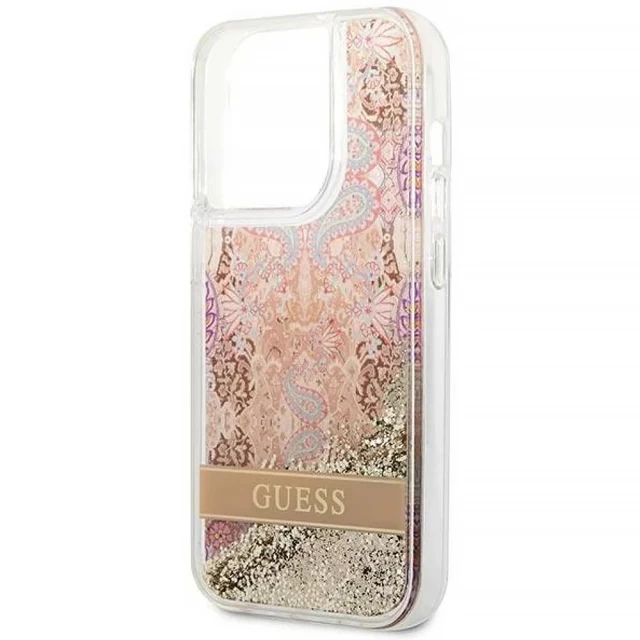 Чохол Guess Paisley Liquid Glitter для iPhone 14 Pro Gold (GUHCP14LLFLSD)