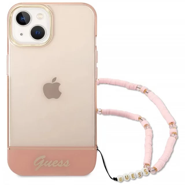 Чехол Guess Translucent Pearl Strap для iPhone 14 Plus Pink (GUHCP14MHGCOHP)