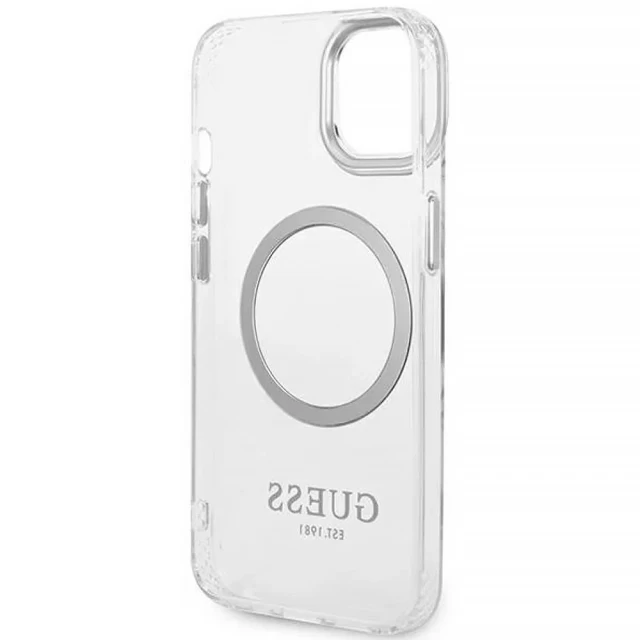 Чехол Guess Metal Outline для iPhone 14 Silver with MagSafe (GUHMP14SHTRMS)