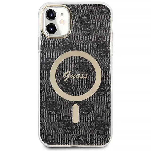 Чохол із зарядним пристроєм Guess 4G Print + Charger Set для iPhone 11 Black with MagSafe (GUBPN61H4EACSK)