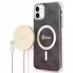 Чехол с зарядным устройством Guess 4G Print + Charger Set для iPhone 11 Black with MagSafe (GUBPN61H4EACSK)