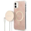 Чехол с зарядным устройством Guess 4G Print + Charger Set для iPhone 11 Pink with MagSafe (GUBPN61H4EACSP)