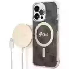Чехол с зарядным устройством Guess 4G Print + Charger Set для iPhone 13 Pro Black with MagSafe (GUBPP13LH4EACSK)