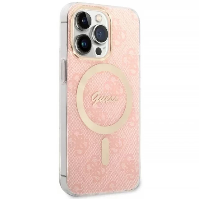 Чохол із зарядним пристроєм Guess 4G Print + Charger Set для iPhone 13 Pro Pink with MagSafe (GUBPP13LH4EACSP)