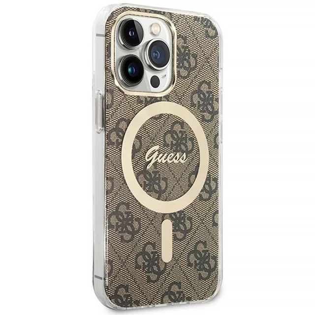 Чехол с зарядным устройством Guess 4G Print + Charger Set для iPhone 13 Pro Brown with MagSafe (GUBPP13LH4EACSW)