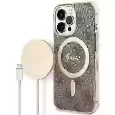 Чохол із зарядним пристроєм Guess 4G Print + Charger Set для iPhone 13 Pro Brown with MagSafe (GUBPP13LH4EACSW)