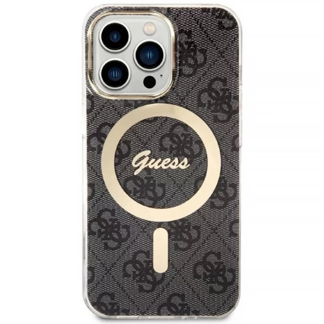 Чехол с зарядным устройством Guess 4G Print + Charger Set для iPhone 13 Pro Max Black with MagSafe (GUBPP13XH4EACSK)