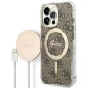 Чохол із зарядним пристроєм Guess 4G Print + Charger Set для iPhone 13 Pro Max Brown with MagSafe (GUBPP13XH4EACSW)