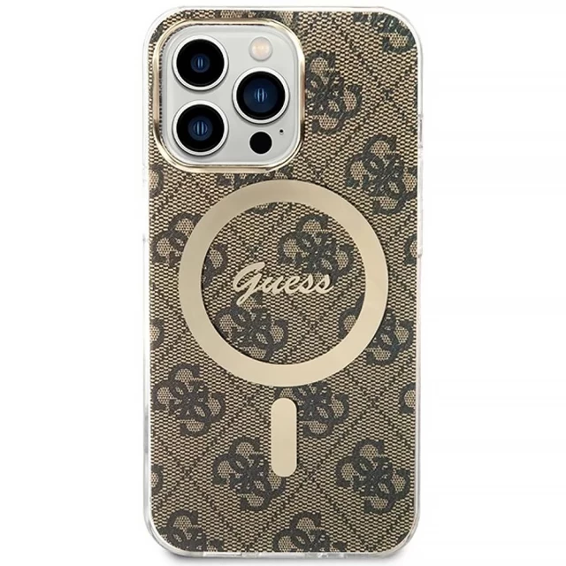 Чехол с зарядным устройством Guess 4G Print + Charger Set для iPhone 13 Pro Max Brown with MagSafe (GUBPP13XH4EACSW)