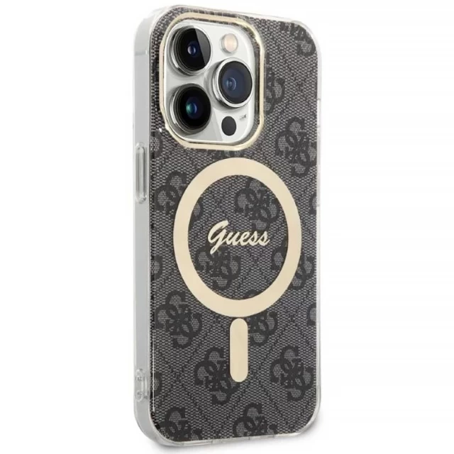 Чехол с зарядным устройством Guess 4G Print + Charger Set для iPhone 14 Pro Black with MagSafe (GUBPP14LH4EACSK)