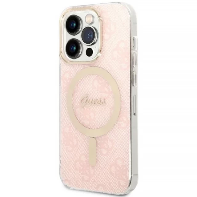 Чохол із зарядним пристроєм Guess 4G Print + Charger Set для iPhone 14 Pro Pink with MagSafe (GUBPP14LH4EACSP)