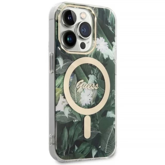 Чохол із зарядним пристроєм Guess Jungle + Charger Set для iPhone 14 Pro Max Green with MagSafe (GUBPP14XHJEACSA)