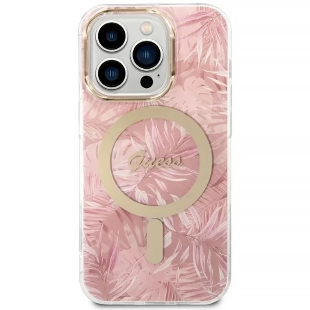 Чохол із зарядним пристроєм Guess Jungle + Charger Set для iPhone 14 Pro Max Pink with MagSafe (GUBPP14XHJEACSP)