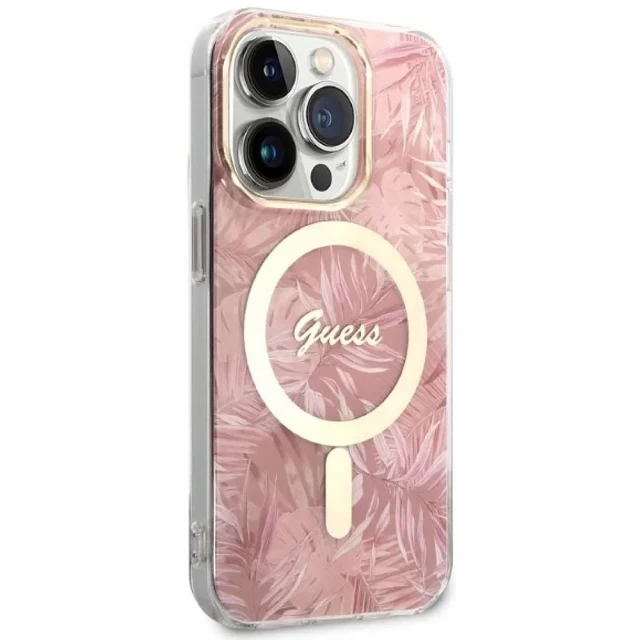 Чехол с зарядным устройством Guess Jungle + Charger Set для iPhone 14 Pro Max Pink with MagSafe (GUBPP14XHJEACSP)