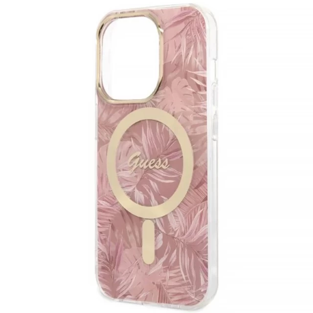 Чехол с зарядным устройством Guess Jungle + Charger Set для iPhone 14 Pro Max Pink with MagSafe (GUBPP14XHJEACSP)