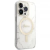 Чохол із зарядним пристроєм Guess Marble + Charger Set для iPhone 14 Pro Max White with MagSafe (GUBPP14XHMEACSH)