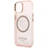 Чохол Guess Gold Outline Translucent для iPhone 13 Pink with MagSafe (GUHMP13MHTCMP)