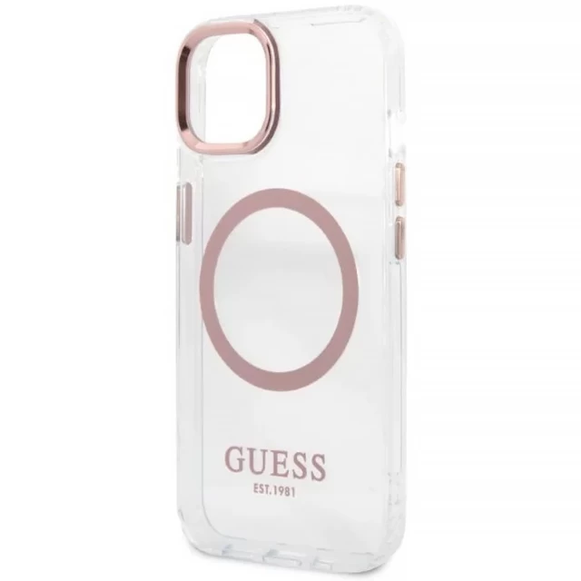 Чехол Guess Metal Outline для iPhone 13 Pink with MagSafe (GUHMP13MHTRMP)