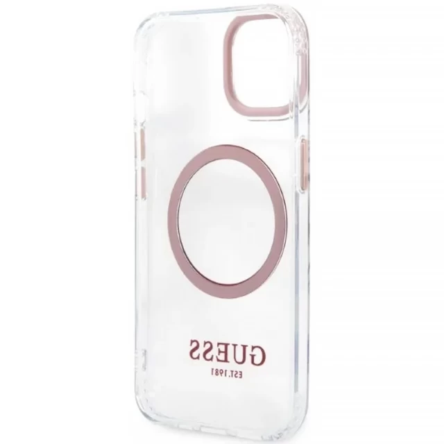 Чехол Guess Metal Outline для iPhone 13 Pink with MagSafe (GUHMP13MHTRMP)