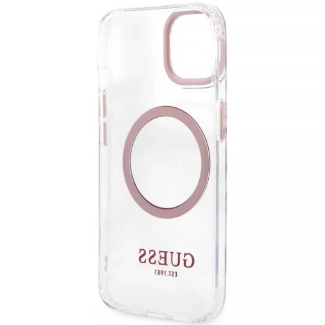 Чохол Guess Metal Outline для iPhone 13 Pink with MagSafe (GUHMP13MHTRMP)