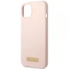 Чохол Guess Silicone Logo Plate для iPhone 13 Pink with MagSafe (GUHMP13MSBPLP)