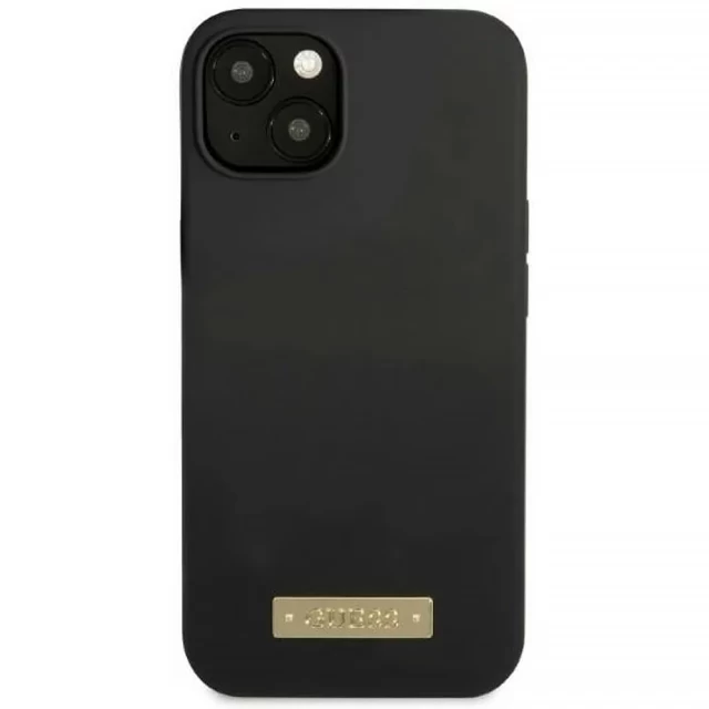 Чехол Guess Silicone Logo Plate для iPhone 13 Black with MagSafe (GUHMP13MSPLK)