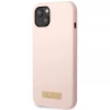 Чохол Guess Silicone Logo Plate для iPhone 13 mini Pink with MagSafe (GUHMP13SSBPLP)