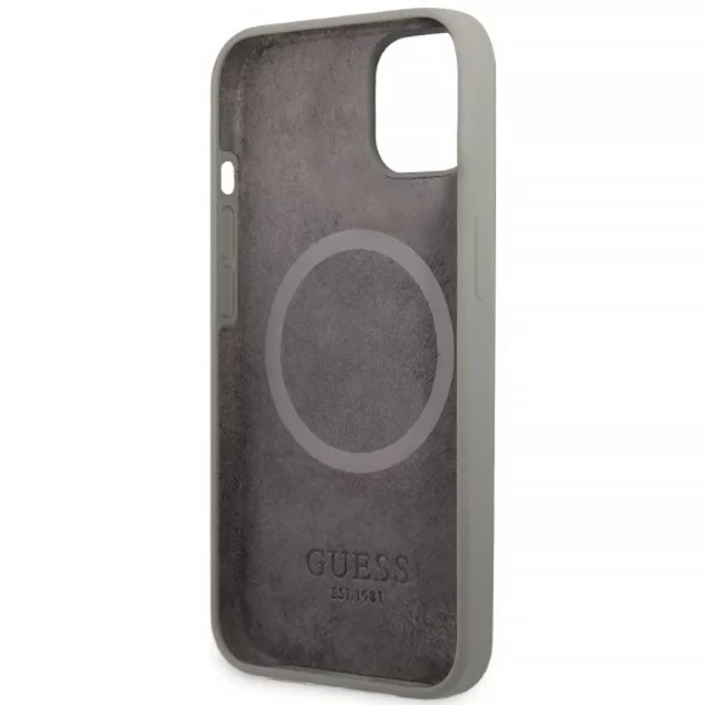 Чохол Guess Silicone Logo Plate для iPhone 13 mini Grey with MagSafe (GUHMP13SSPLG)